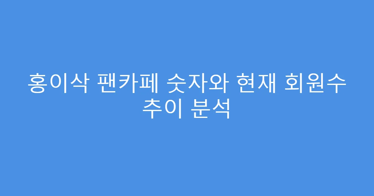홍이삭 팬카페 숫자와 현재 회원수 추이 분석