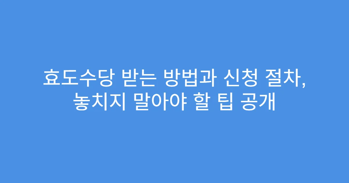 효도수당 받는 방법과 신청 절차, 놓치지 말아야 할 팁 공개