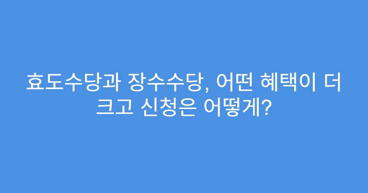 효도수당과 장수수당, 어떤 혜택이 더 크고 신청은 어떻게?