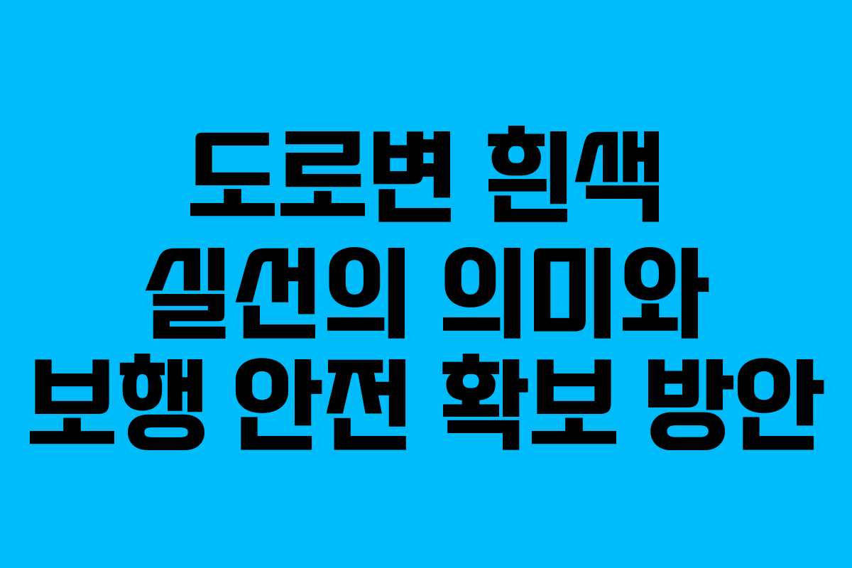도로변 흰색 실선의 의미와 보행 안전 확보 방안