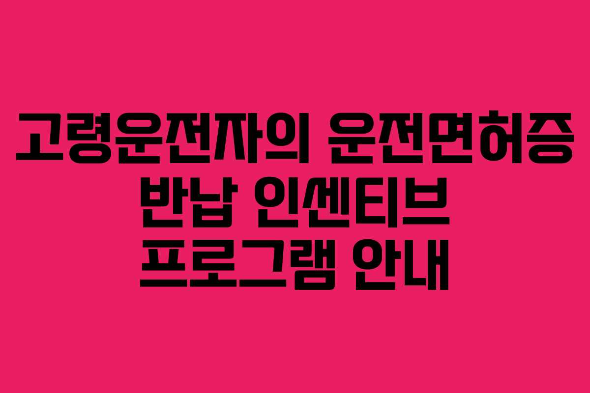 고령운전자의 운전면허증 반납 인센티브 프로그램 안내