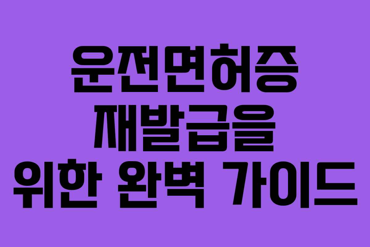 운전면허증 재발급을 위한 완벽 가이드