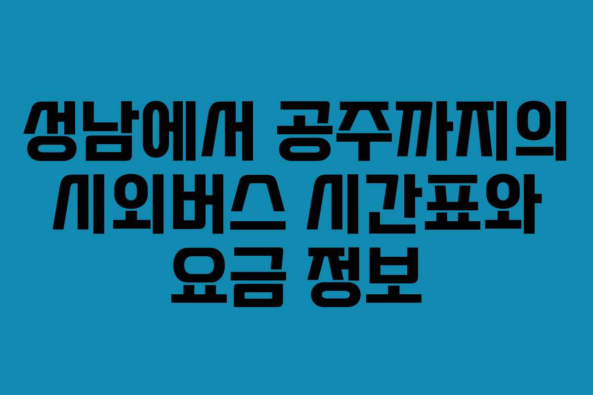성남에서 공주까지의 시외버스 시간표와 요금 정보
