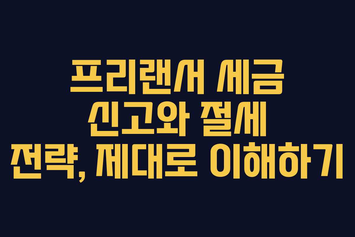 프리랜서 세금 신고와 절세 전략, 제대로 이해하기