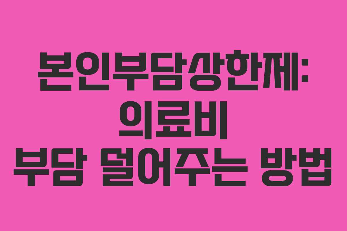 본인부담상한제: 의료비 부담 덜어주는 방법