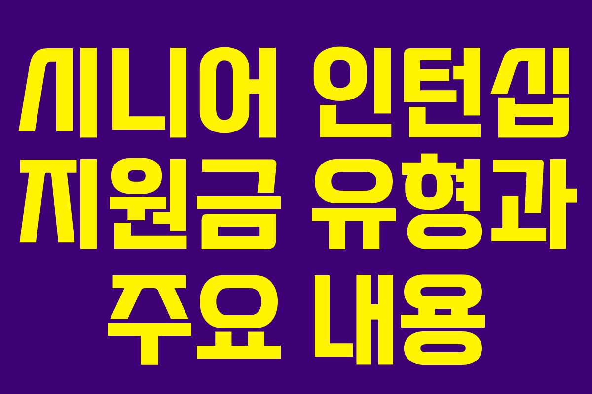 시니어 인턴십 지원금 유형과 주요 내용