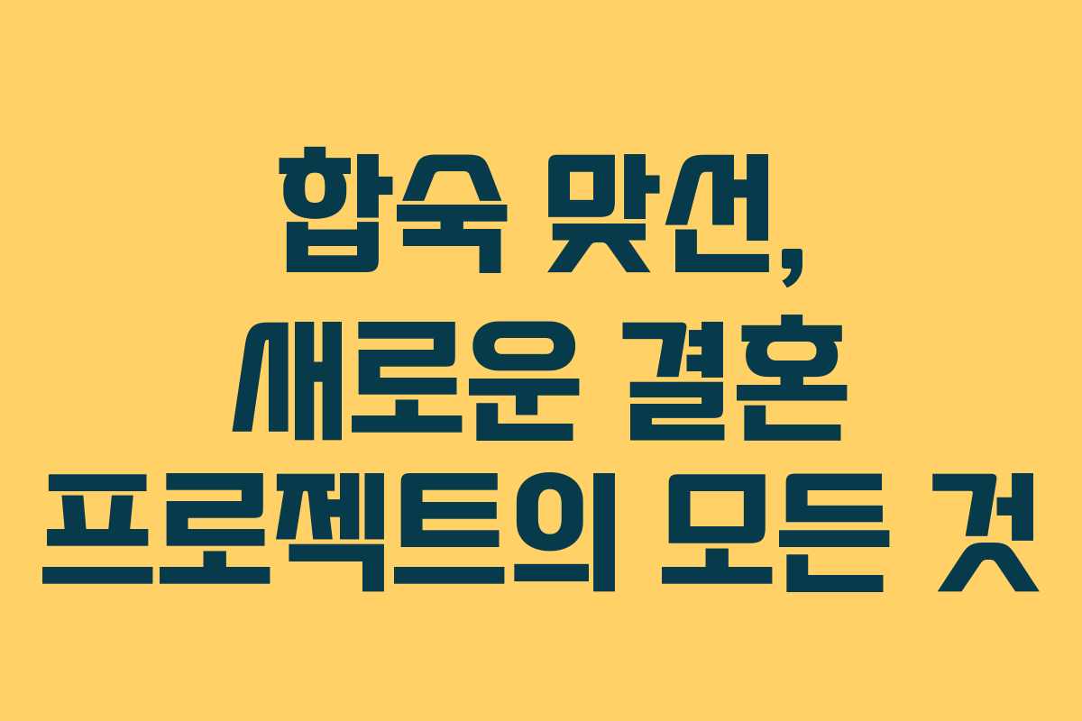 합숙 맞선, 새로운 결혼 프로젝트의 모든 것