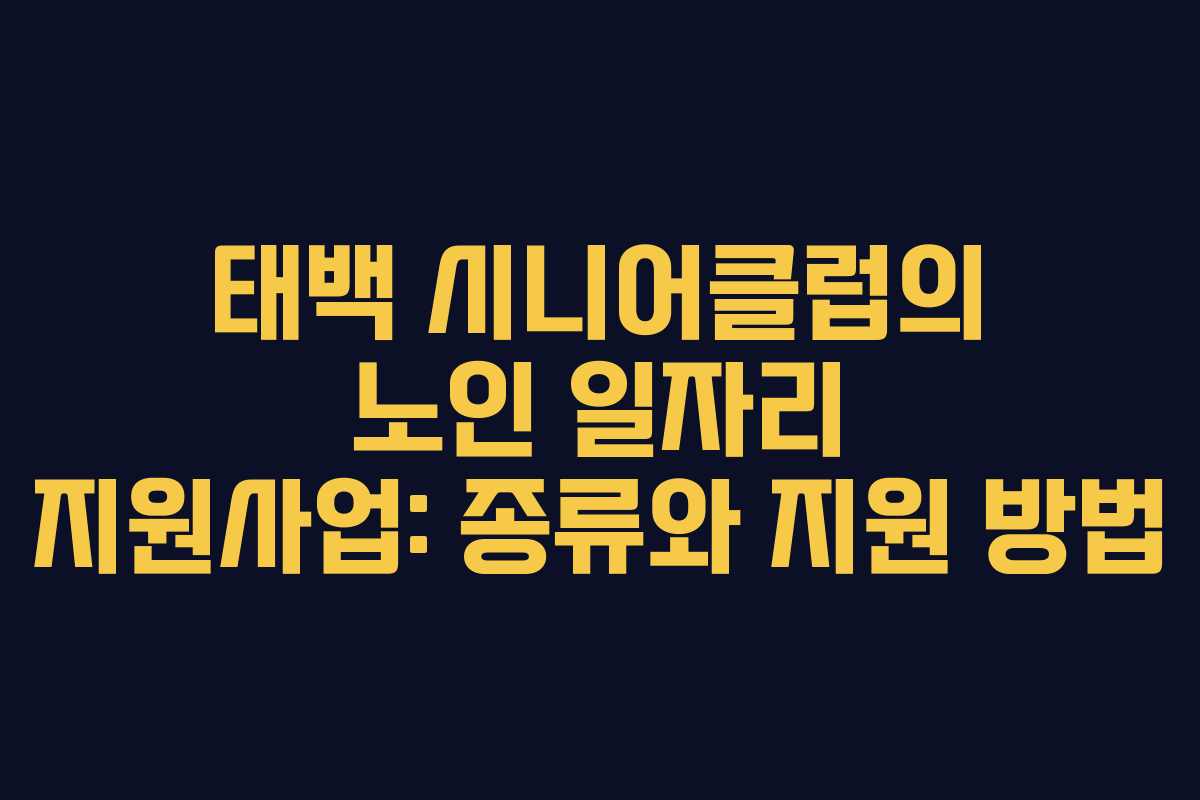 태백 시니어클럽의 노인 일자리 지원사업: 종류와 지원 방법