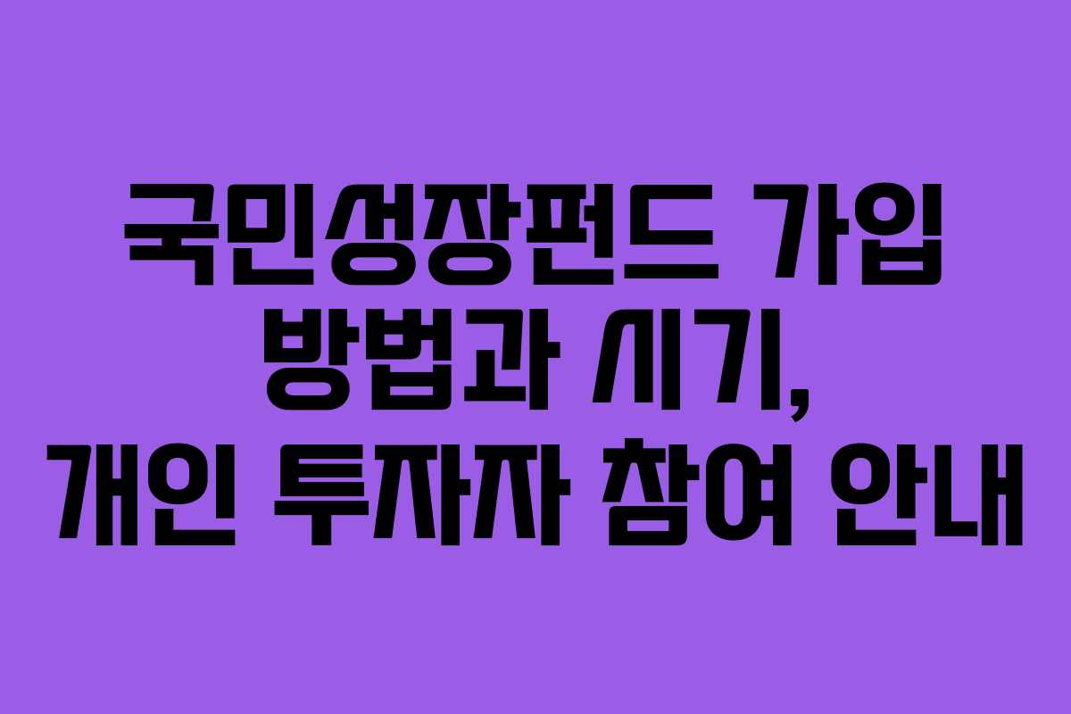 국민성장펀드 가입 방법과 시기, 개인 투자자 참여 안내