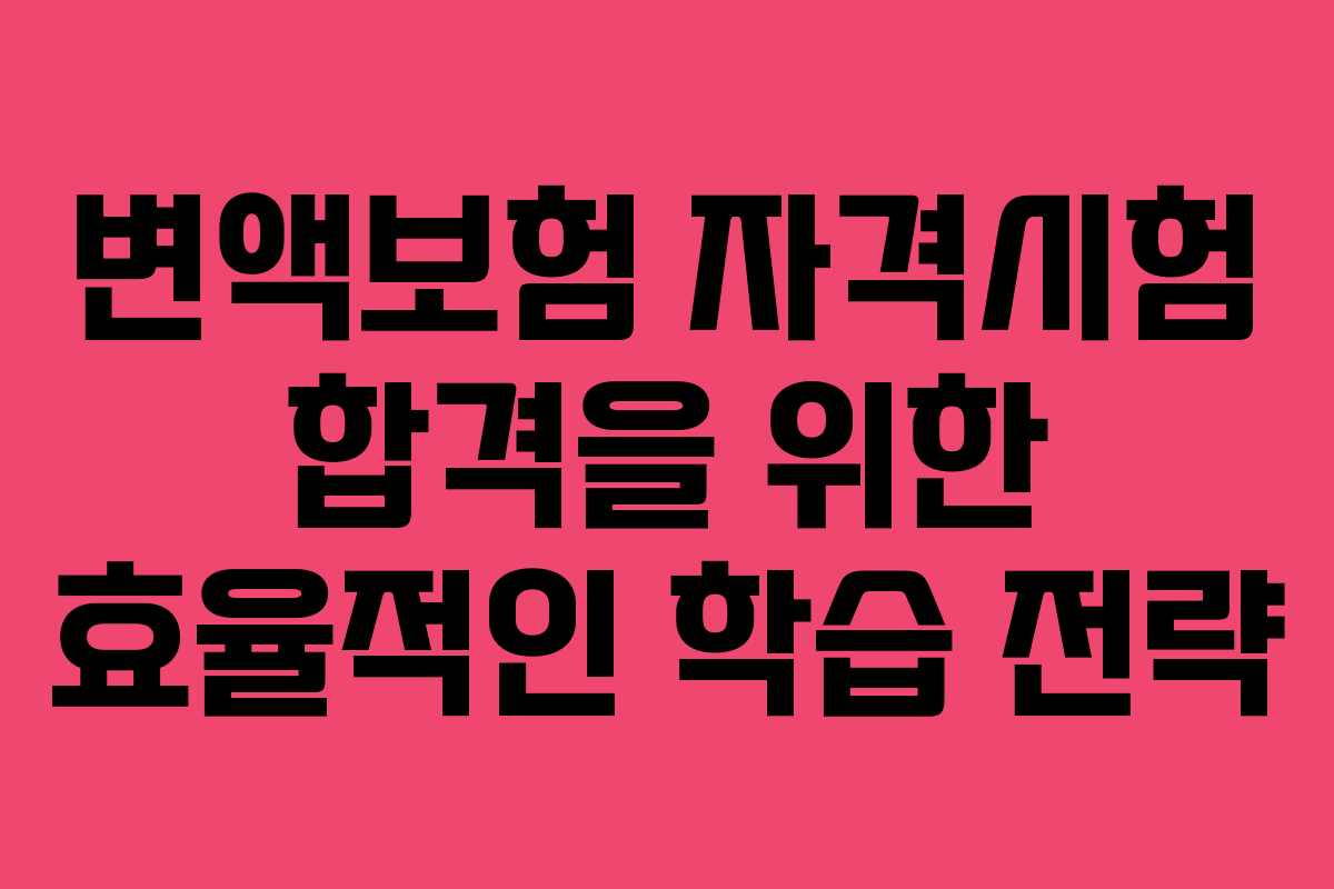 변액보험 자격시험 합격을 위한 효율적인 학습 전략