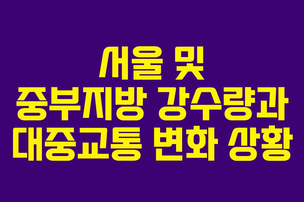 서울 및 중부지방 강수량과 대중교통 변화 상황