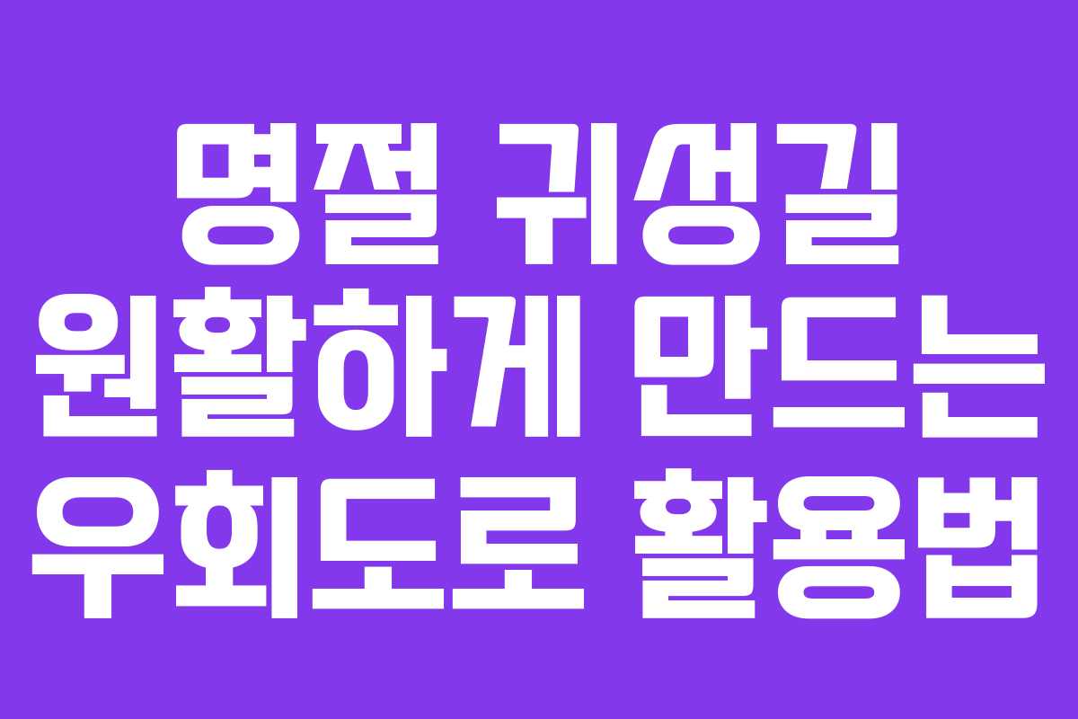 명절 귀성길 원활하게 만드는 우회도로 활용법