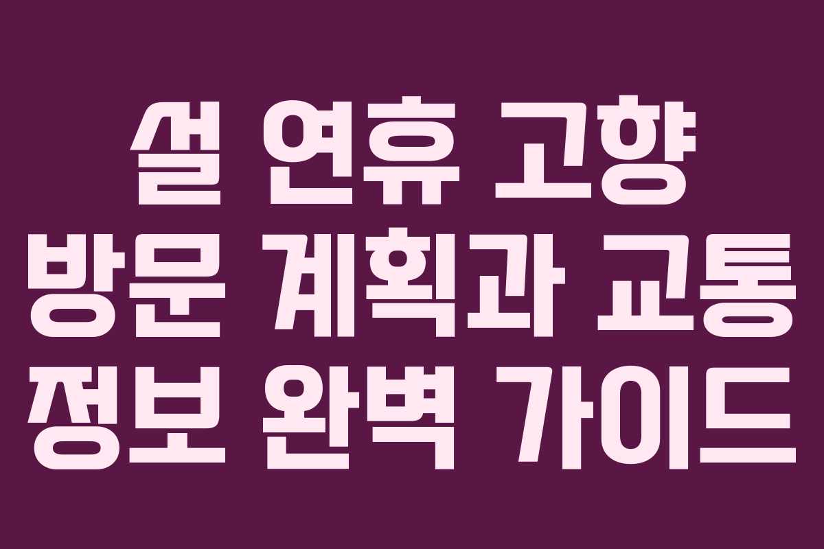 설 연휴 고향 방문 계획과 교통 정보 완벽 가이드