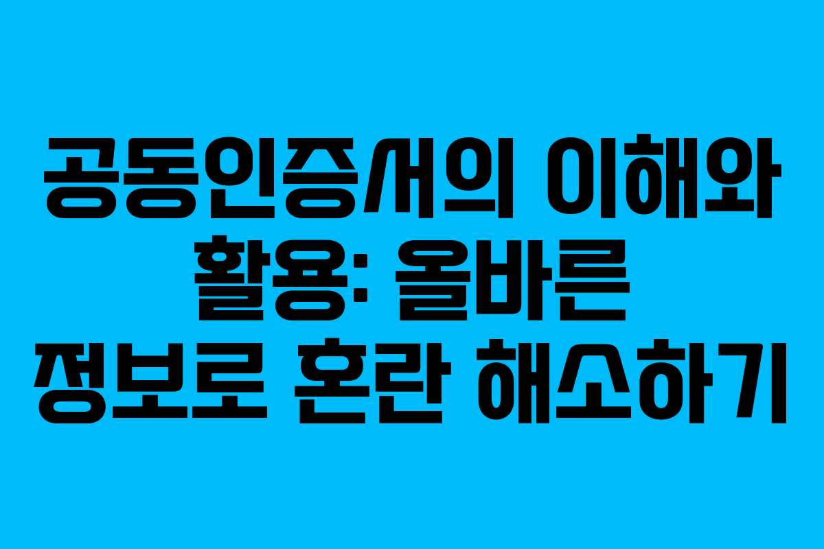 공동인증서의 이해와 활용: 올바른 정보로 혼란 해소하기