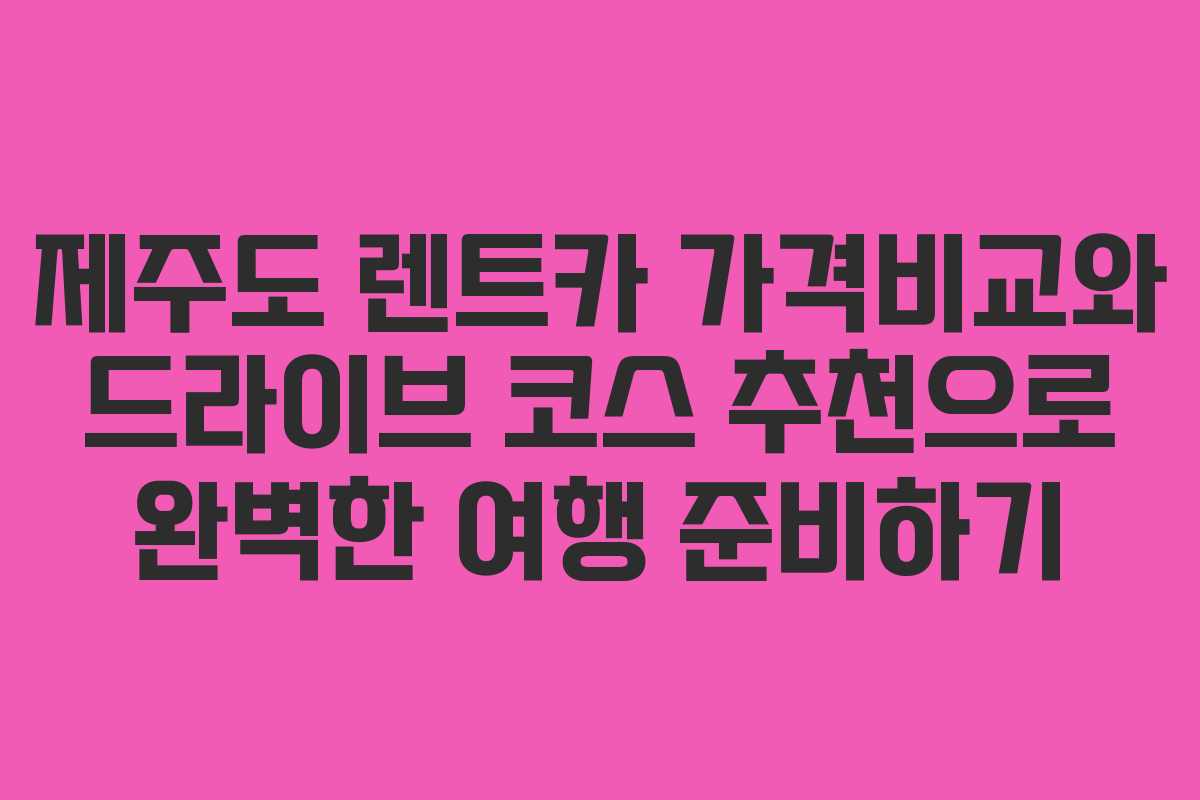 제주도 렌트카 가격비교와 드라이브 코스 추천으로 완벽한 여행 준비하기