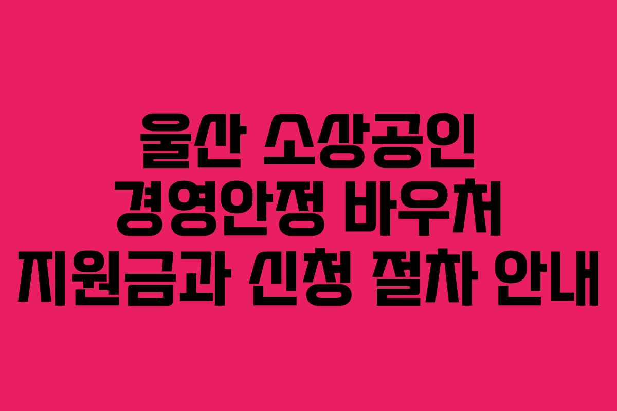 울산 소상공인 경영안정 바우처 지원금과 신청 절차 안내