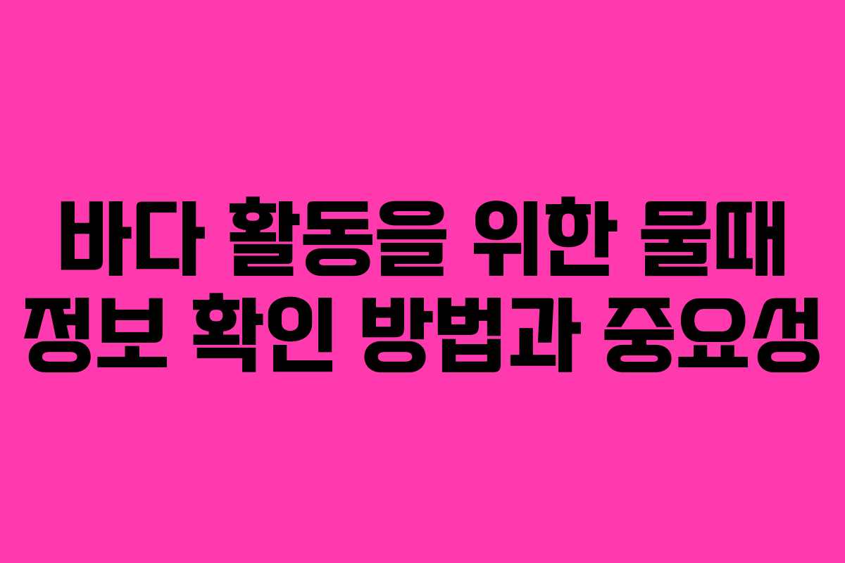바다 활동을 위한 물때 정보 확인 방법과 중요성