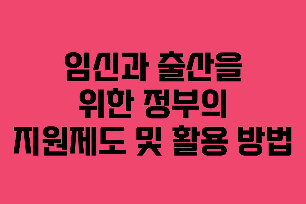 임신과 출산을 위한 정부의 지원제도 및 활용 방법