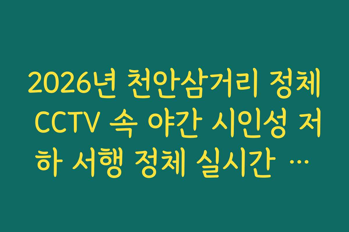 2026년 천안삼거리 정체 CCTV 속 야간 시인성 저하 서행 정체 실시간 분석
