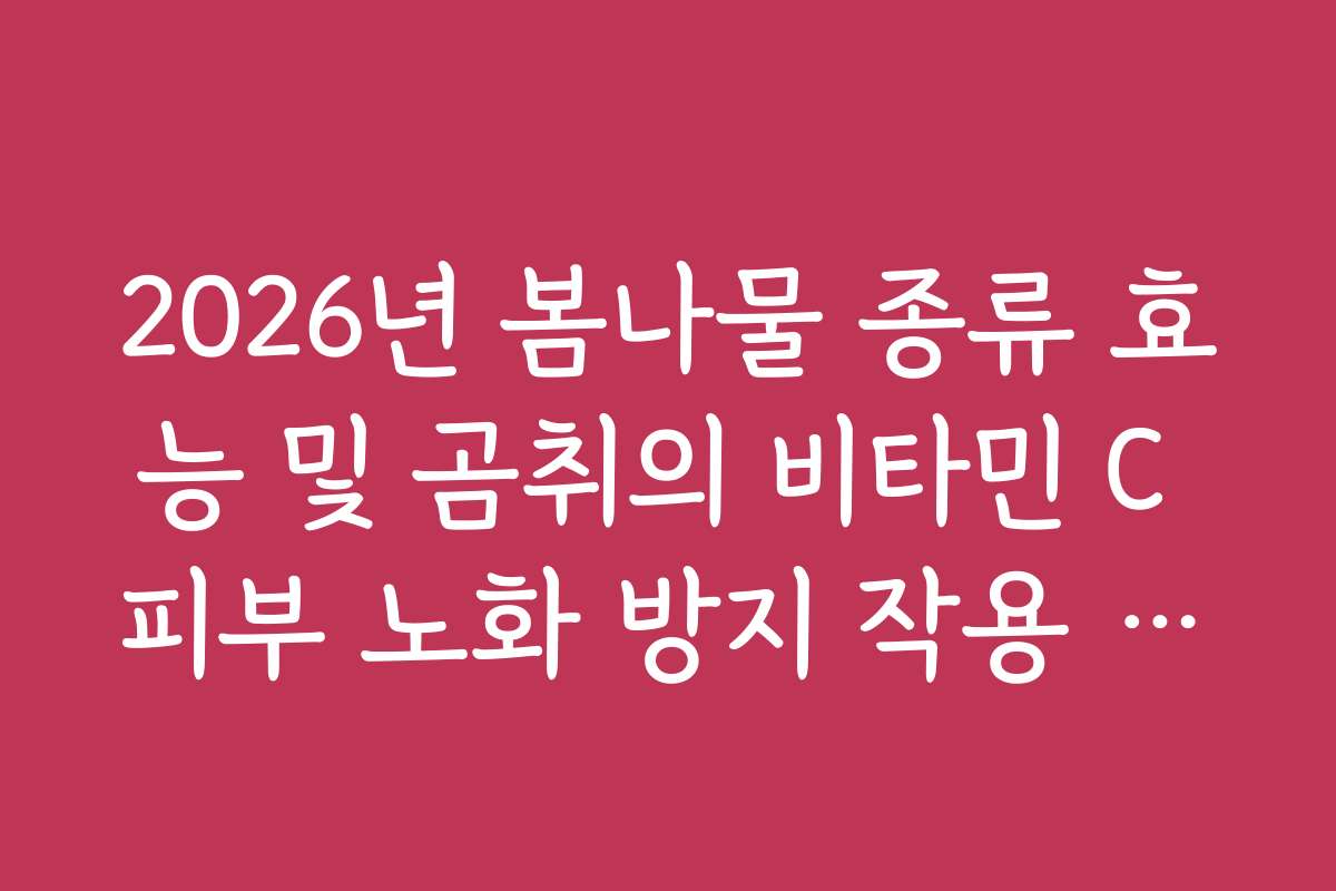 2026년 봄나물 종류 효능 및 곰취의 비타민 C 피부 노화 방지 작용 가이드
