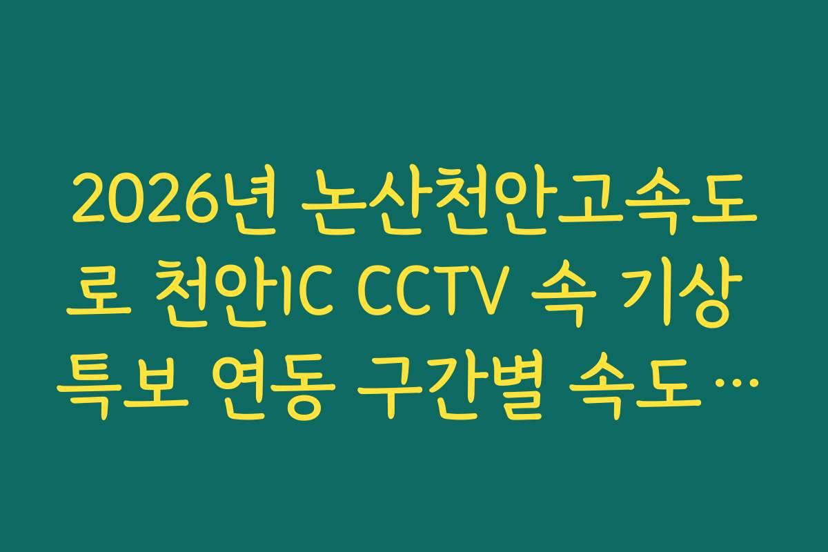2026년 논산천안고속도로 천안IC CCTV 속 기상 특보 연동 구간별 속도 제한 실시간 CCTV 확인