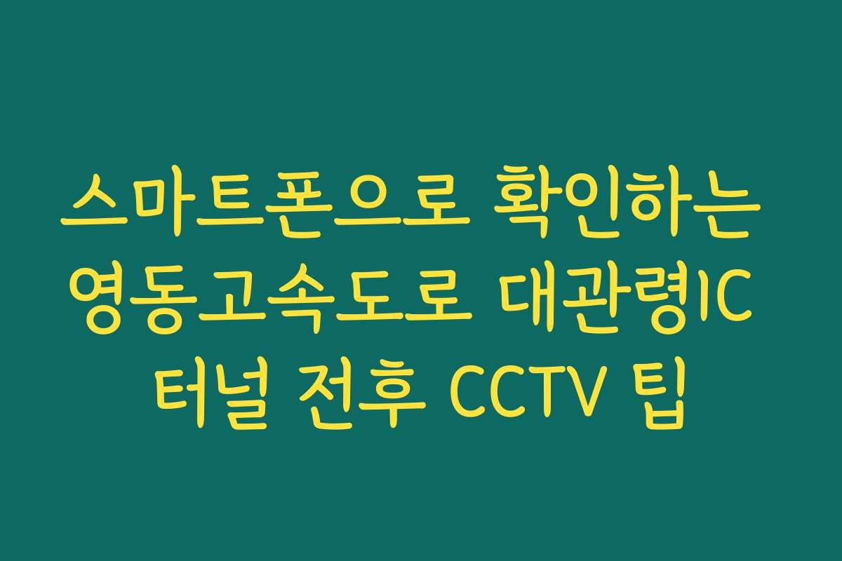 스마트폰으로 확인하는 영동고속도로 대관령IC 터널 전후 CCTV 팁