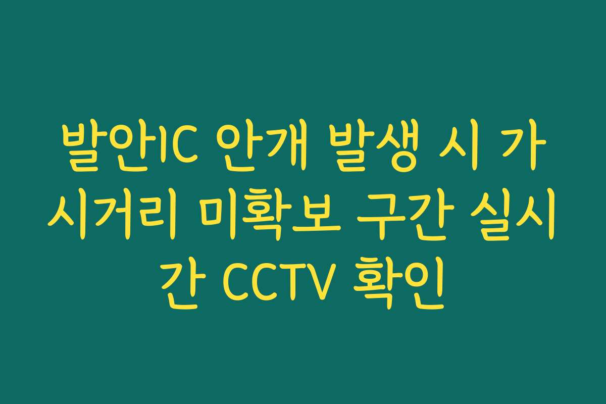 발안IC 안개 발생 시 가시거리 미확보 구간 실시간 CCTV 확인