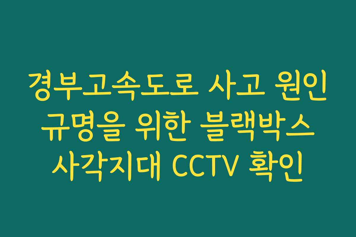 경부고속도로 사고 원인 규명을 위한 블랙박스 사각지대 CCTV 확인