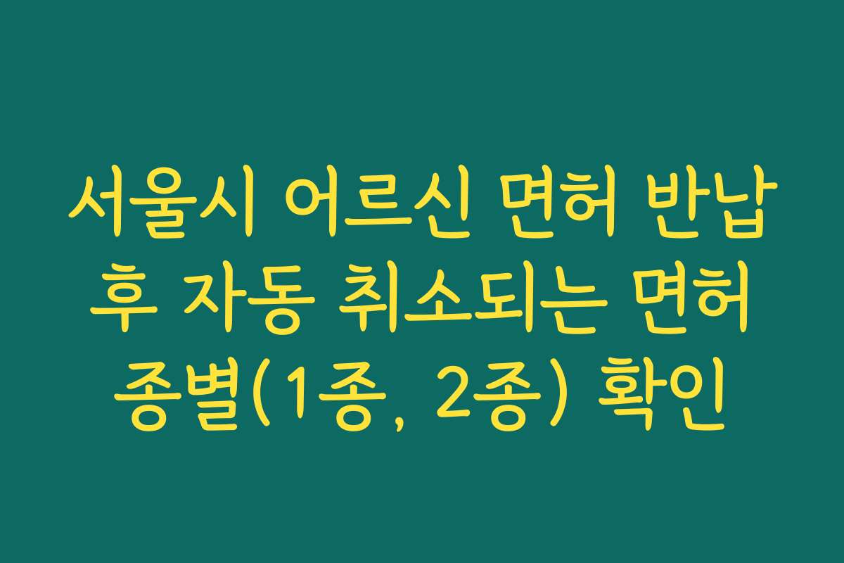 서울시 어르신 면허 반납 후 자동 취소되는 면허 종별(1종, 2종) 확인