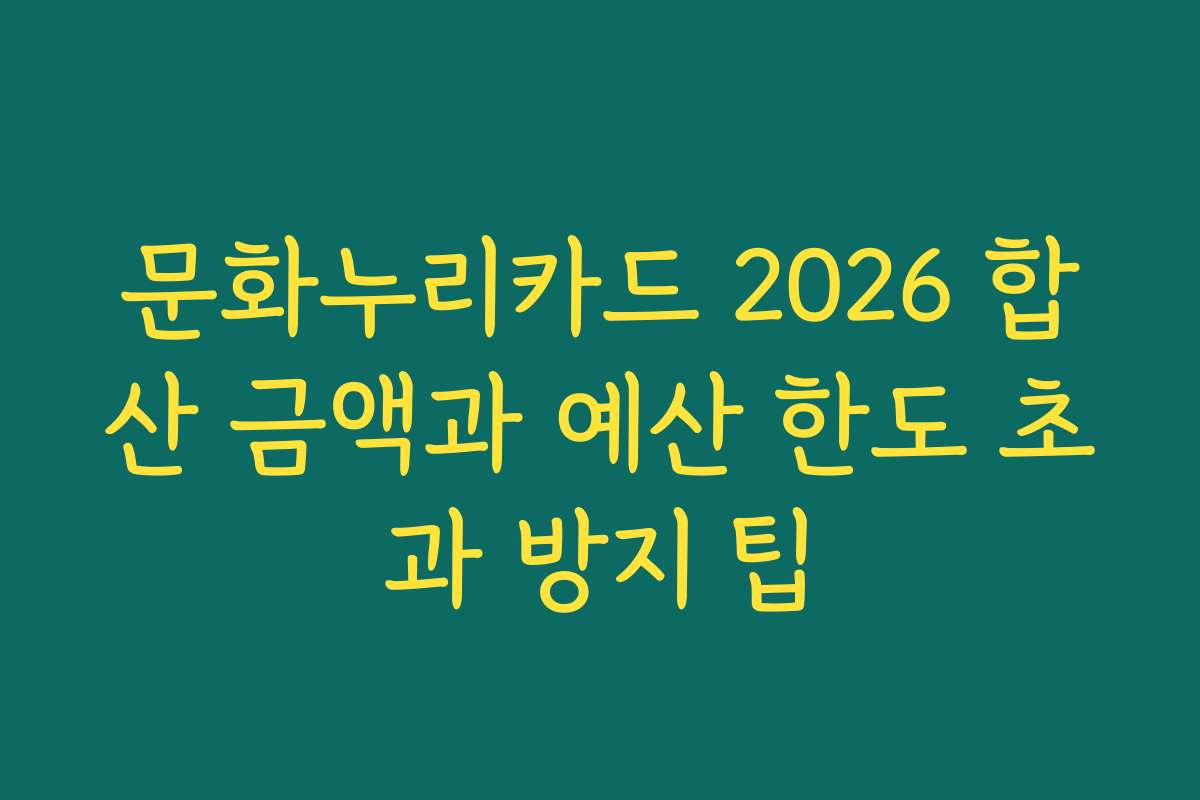 문화누리카드 2026 합산 금액과 예산 한도 초과 방지 팁