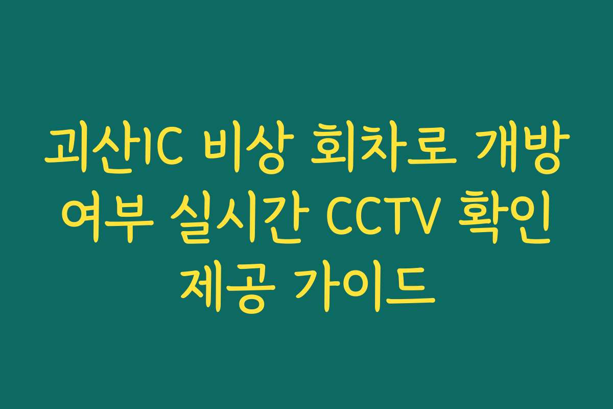 괴산IC 비상 회차로 개방 여부 실시간 CCTV 확인 제공 가이드
