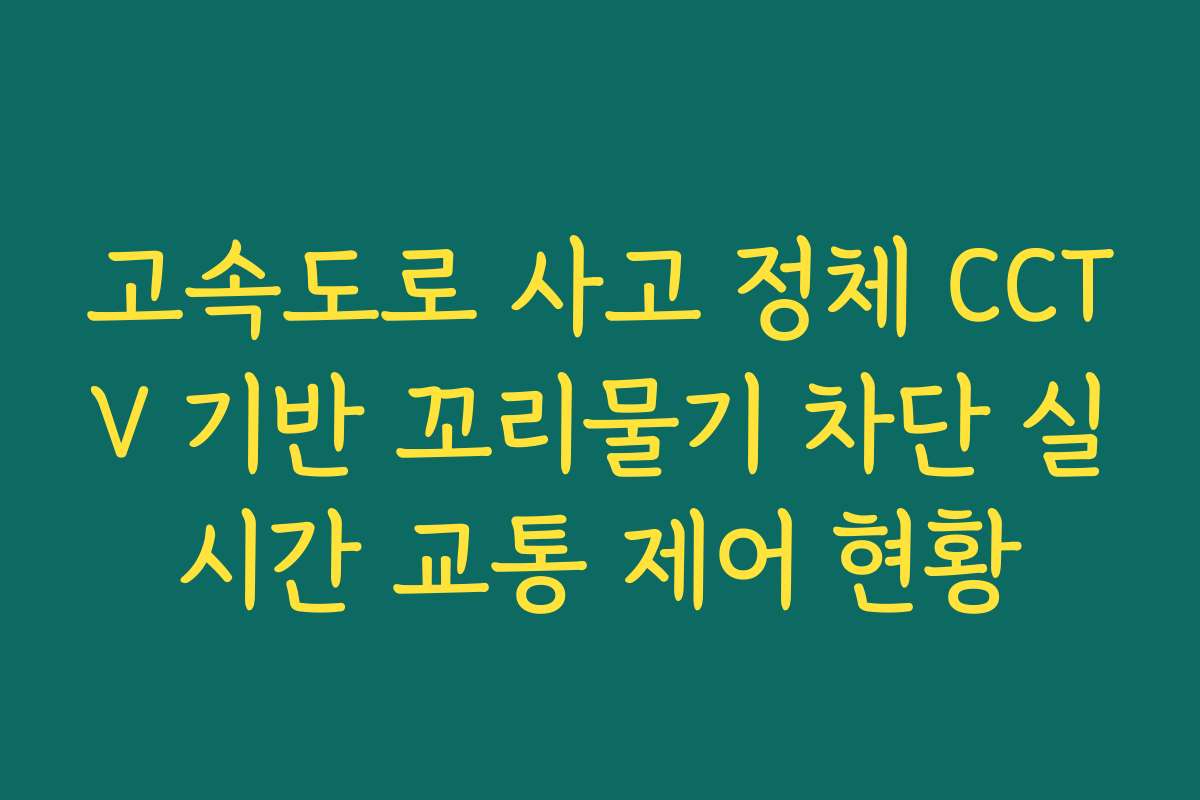 고속도로 사고 정체 CCTV 기반 꼬리물기 차단 실시간 교통 제어 현황