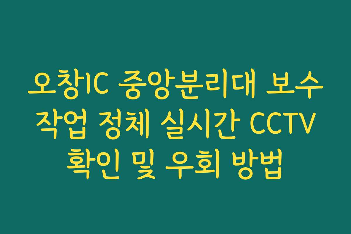 오창IC 중앙분리대 보수 작업 정체 실시간 CCTV 확인 및 우회 방법