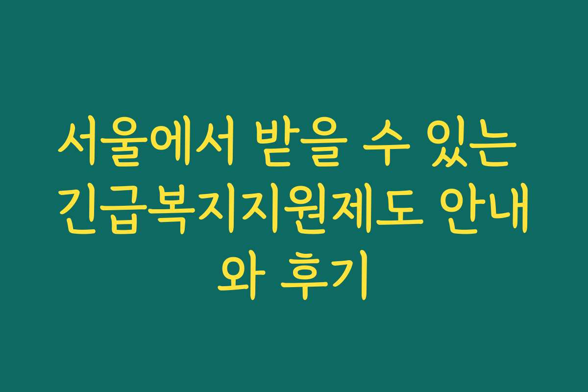 서울에서 받을 수 있는 긴급복지지원제도 안내와 후기