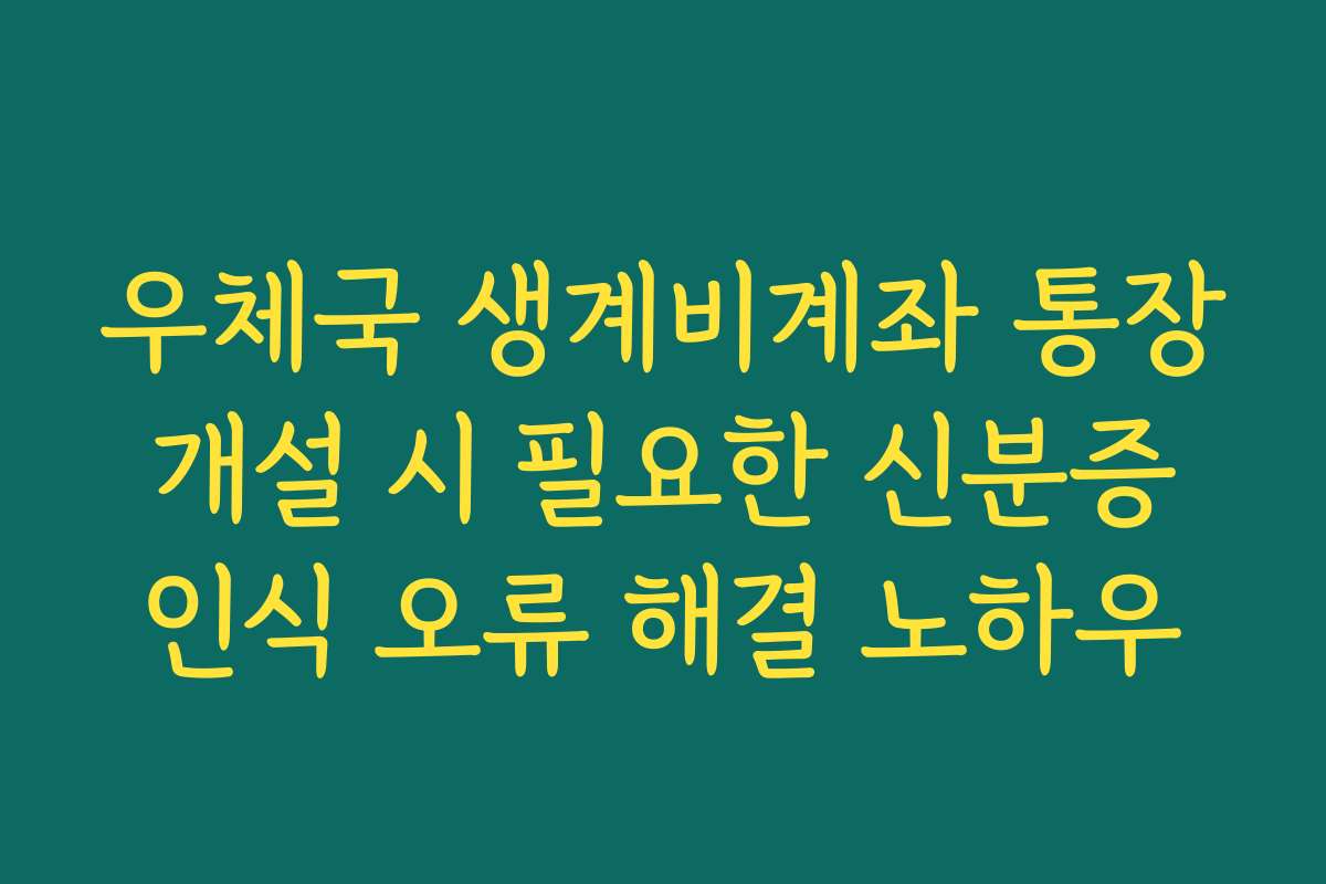 우체국 생계비계좌 통장 개설 시 필요한 신분증 인식 오류 해결 노하우