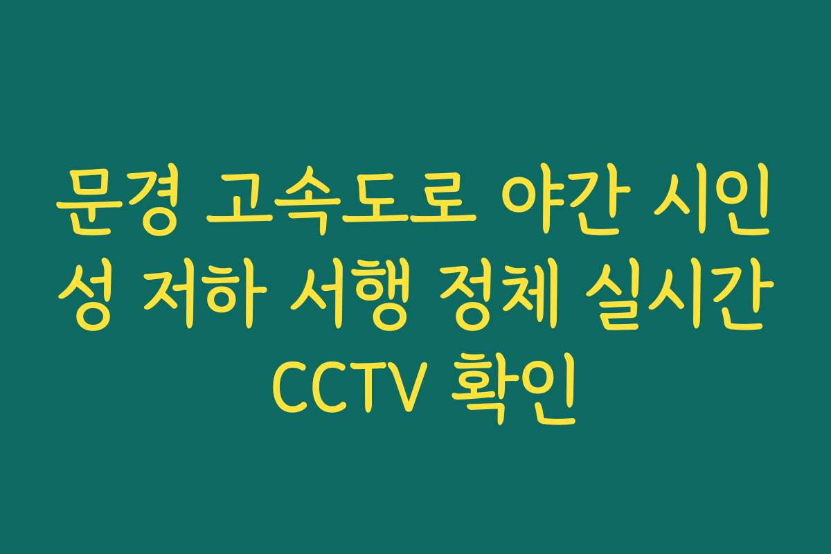문경 고속도로 야간 시인성 저하 서행 정체 실시간 CCTV 확인