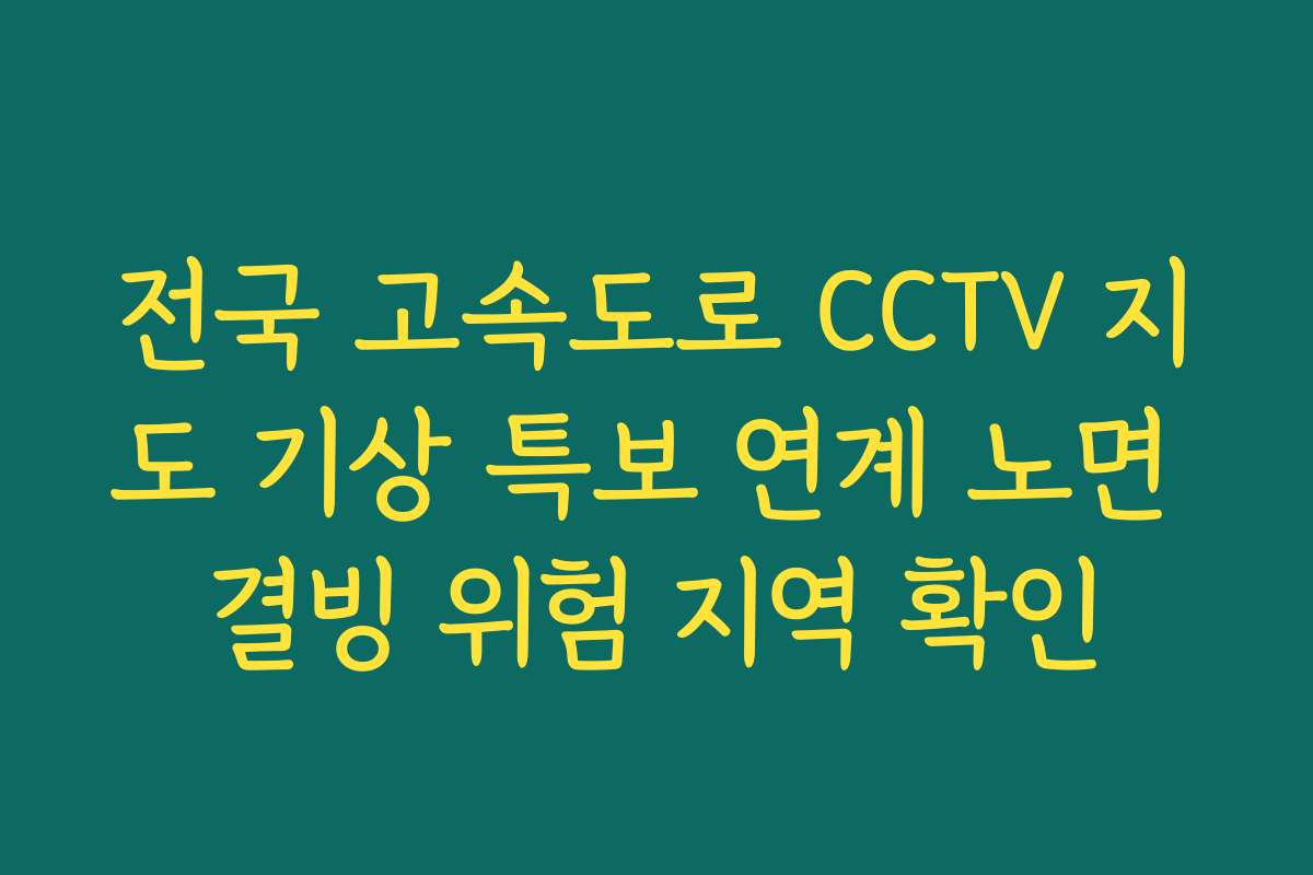 전국 고속도로 CCTV 지도 기상 특보 연계 노면 결빙 위험 지역 확인