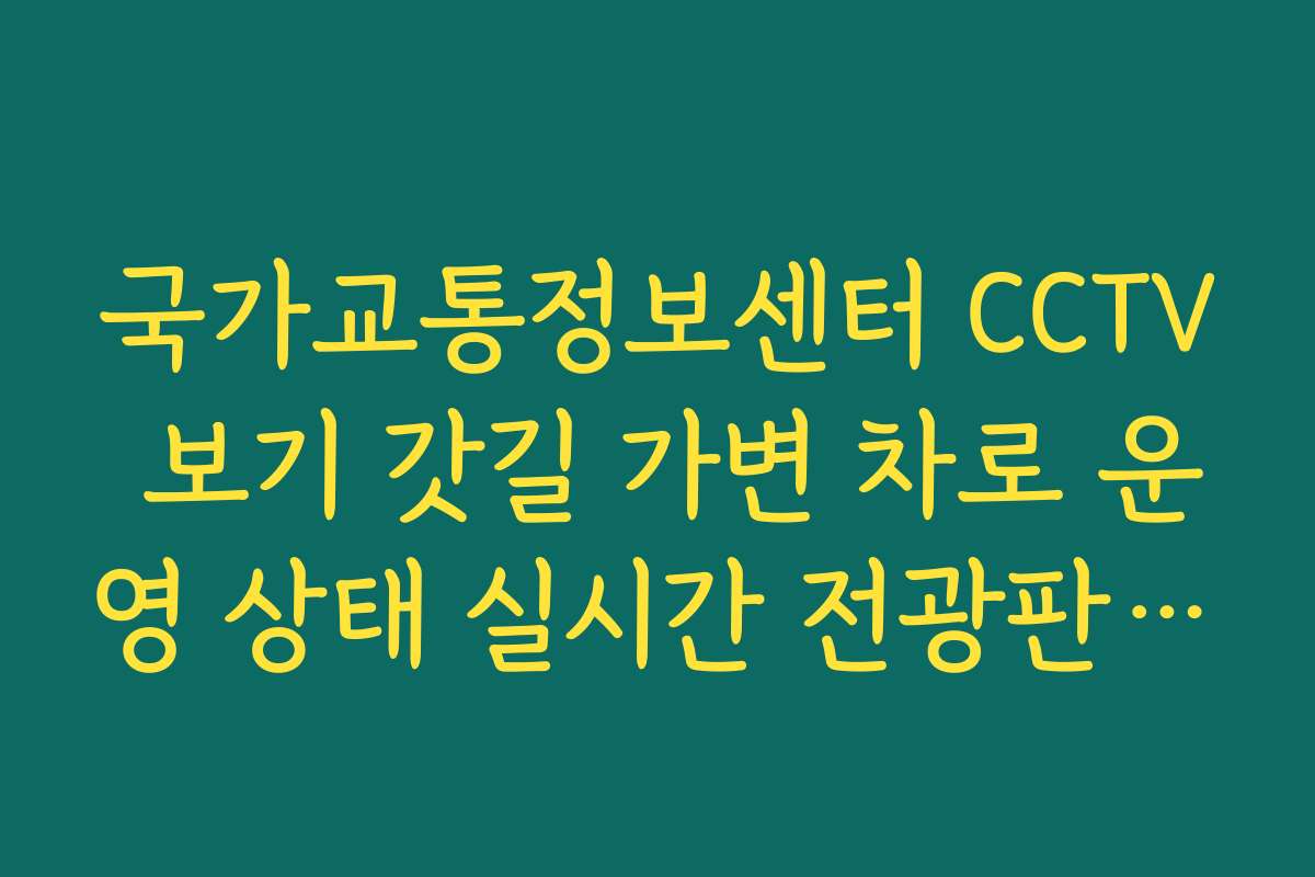 국가교통정보센터 CCTV 보기 갓길 가변 차로 운영 상태 실시간 전광판 대조