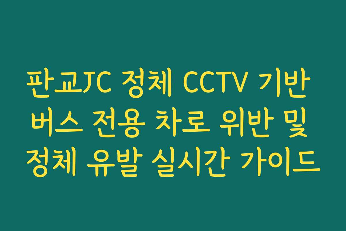판교JC 정체 CCTV 기반 버스 전용 차로 위반 및 정체 유발 실시간 가이드