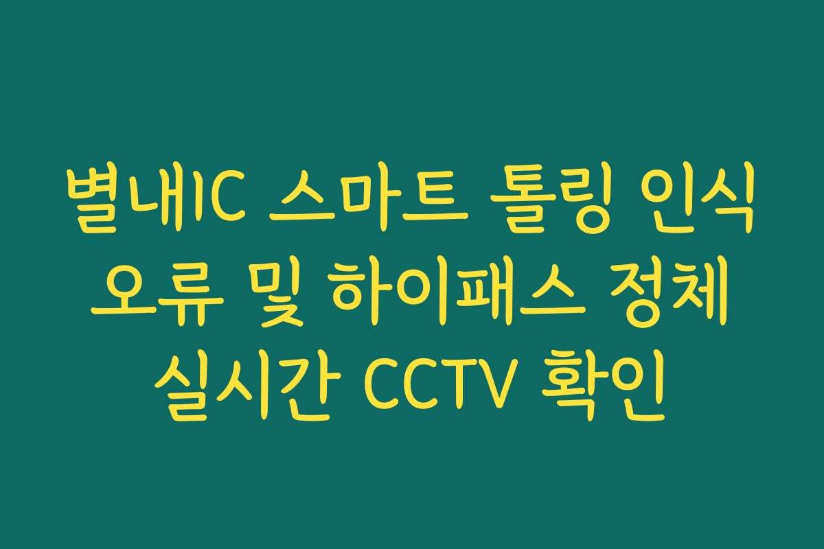 별내IC 스마트 톨링 인식 오류 및 하이패스 정체 실시간 CCTV 확인