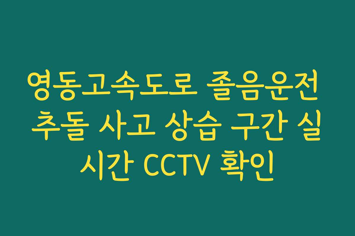영동고속도로 졸음운전 추돌 사고 상습 구간 실시간 CCTV 확인