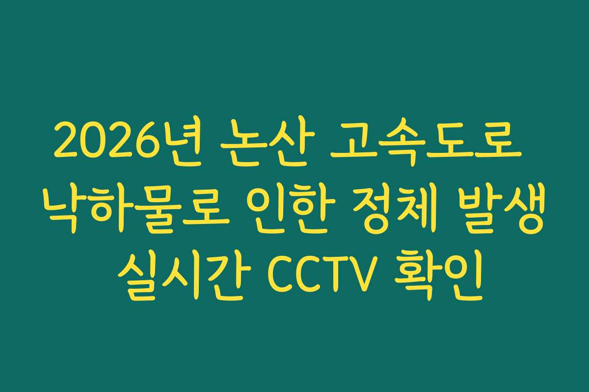 2026년 논산 고속도로 낙하물로 인한 정체 발생 실시간 CCTV 확인