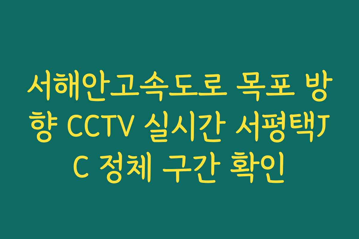 서해안고속도로 목포 방향 CCTV 실시간 서평택JC 정체 구간 확인