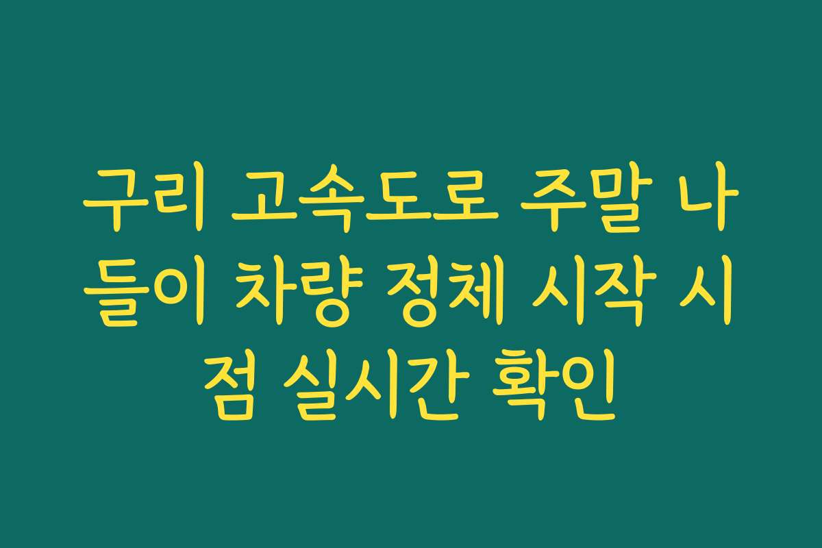 구리 고속도로 주말 나들이 차량 정체 시작 시점 실시간 확인