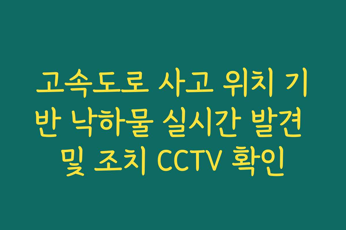 고속도로 사고 위치 기반 낙하물 실시간 발견 및 조치 CCTV 확인