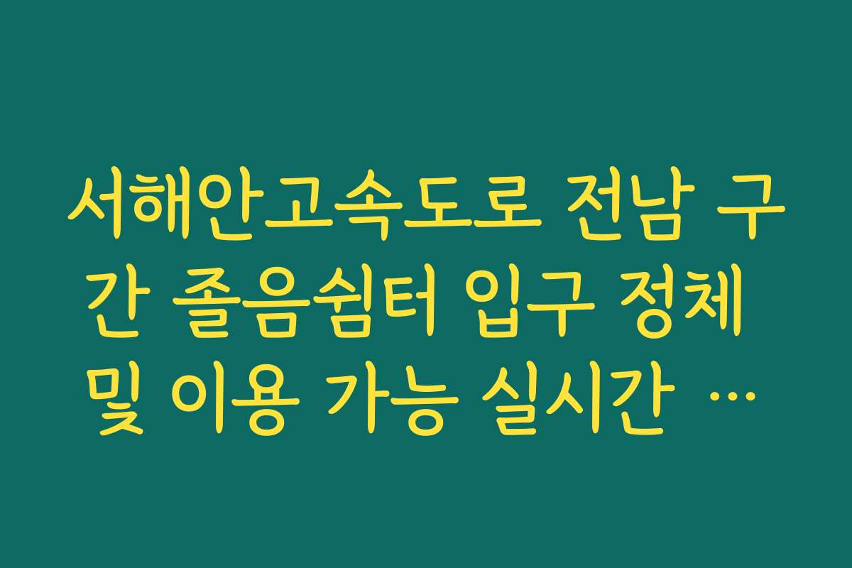 서해안고속도로 전남 구간 졸음쉼터 입구 정체 및 이용 가능 실시간 가이드