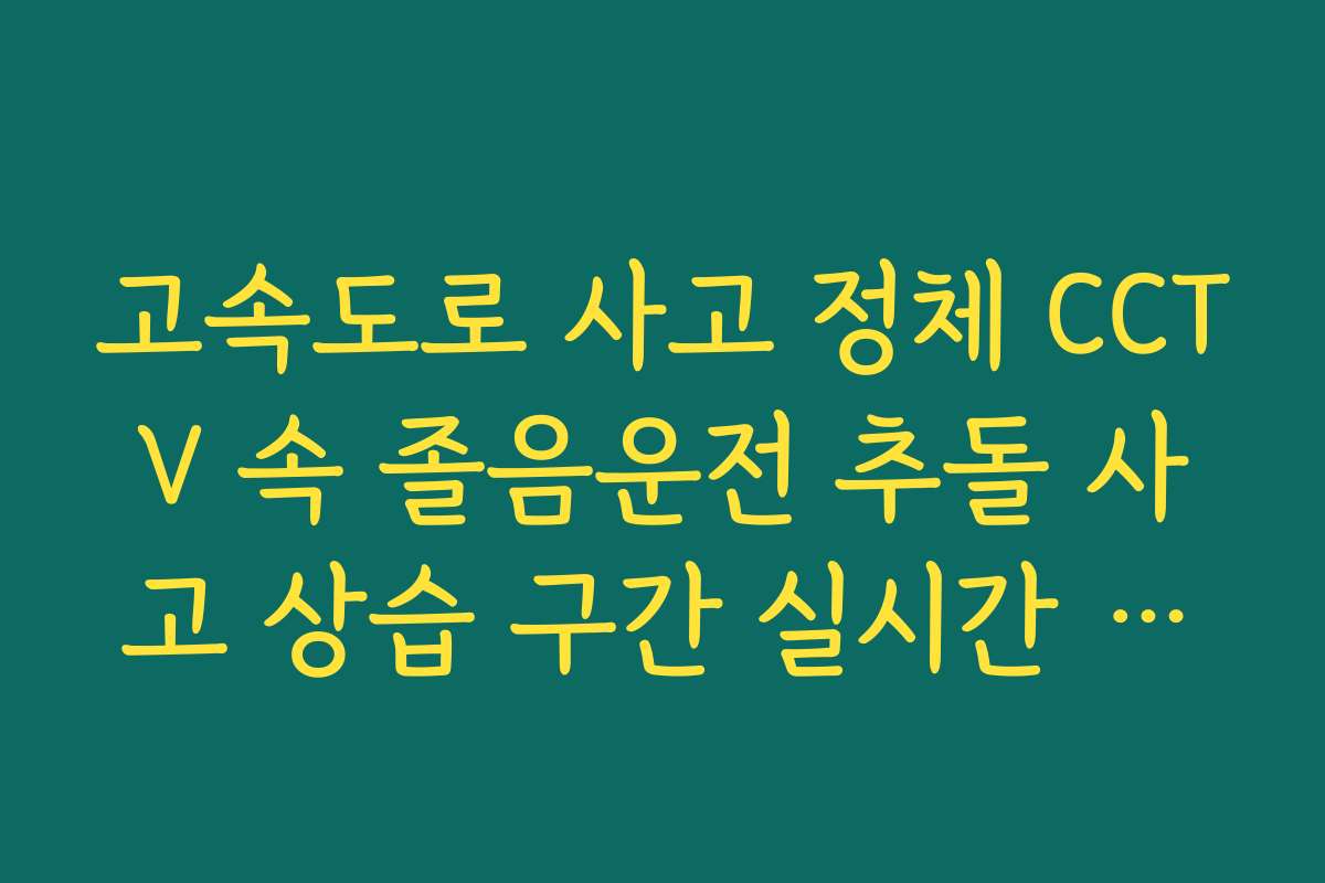 고속도로 사고 정체 CCTV 속 졸음운전 추돌 사고 상습 구간 실시간 가이드