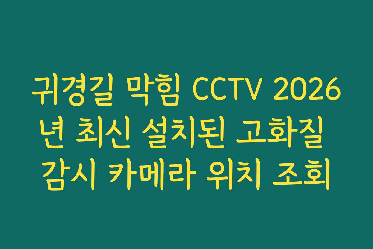 귀경길 막힘 CCTV 2026년 최신 설치된 고화질 감시 카메라 위치 조회