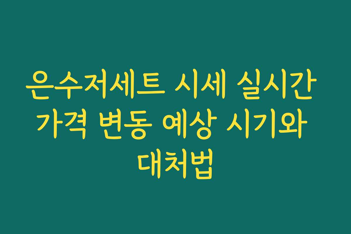 은수저세트 시세 실시간 가격 변동 예상 시기와 대처법