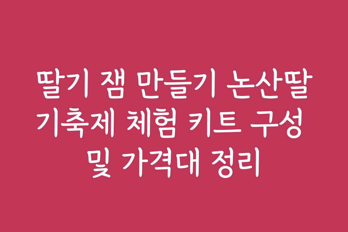 딸기 잼 만들기 논산딸기축제 체험 키트 구성 및 가격대 정리